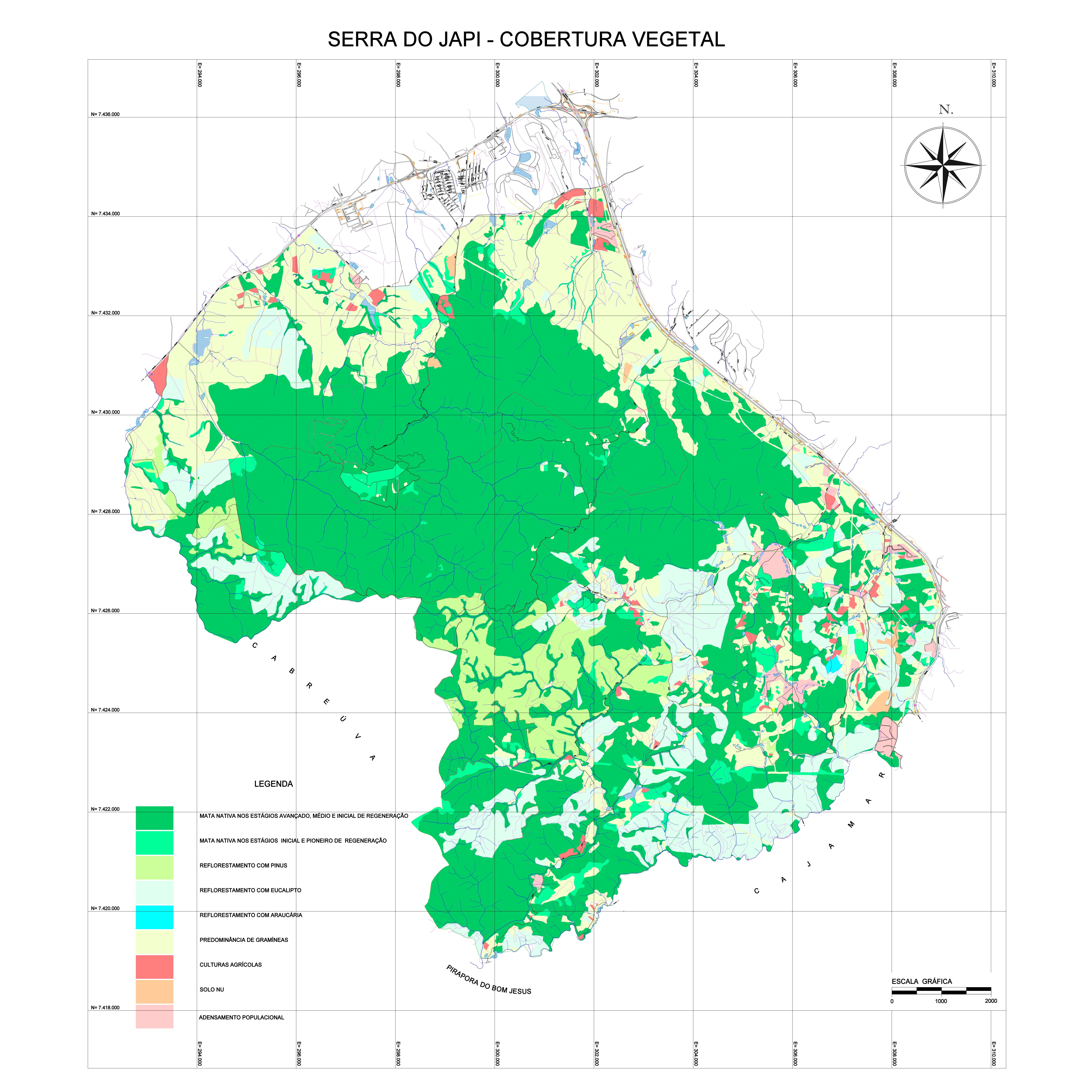 Mapa de cobertura vegetal da Serra do Japi